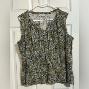 Rafaella Cheetah Sleeveless Lace-up Top - 3X